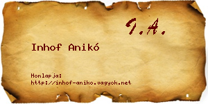 Inhof Anikó névjegykártya